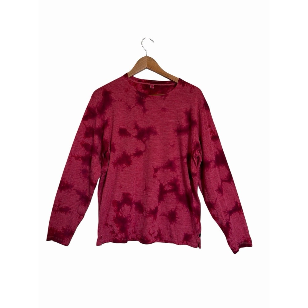 Lululemon Tie Dye Long Sleeve Shirt Pink Burgundy Crew Neck‎ Casual Women M